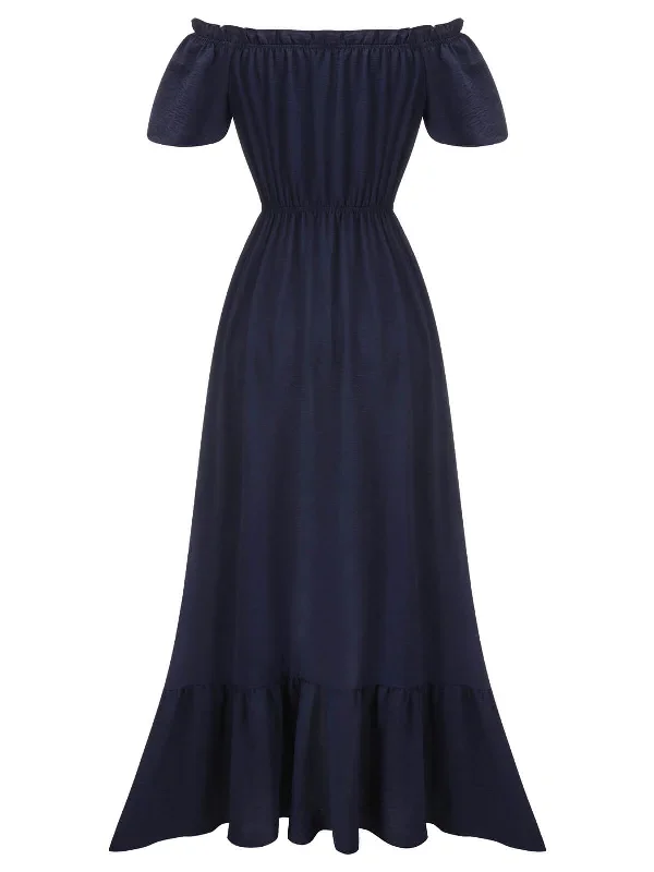 1930s-blue-one-shoulder-button-long-dress