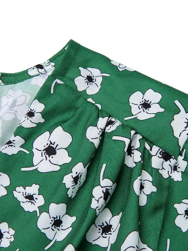 1940s-green-floral-v-neck-dress