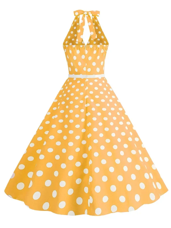 1950s-halter-polka-dot-print-swing-dress