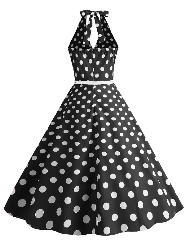 1950s-halter-polka-dot-print-swing-dress