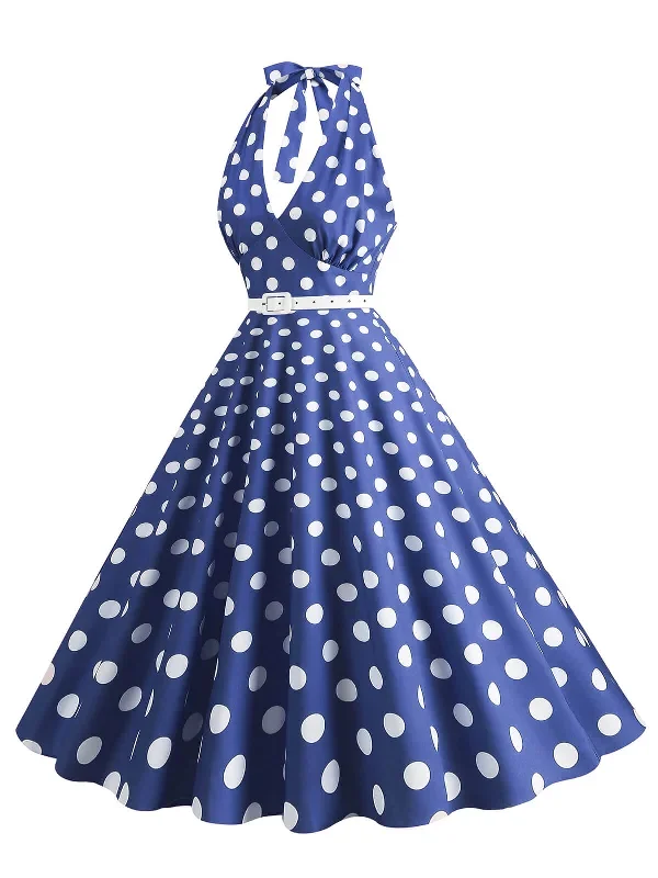 1950s-halter-polka-dot-print-swing-dress