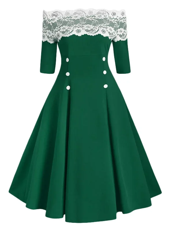 1950s-off-shoulder-button-embellished-dress-2