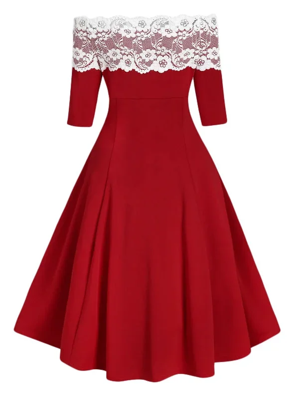 1950s-off-shoulder-button-embellished-dress-2