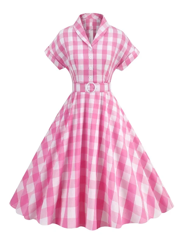 1950s-plaid-bow-lapel-swing-dress