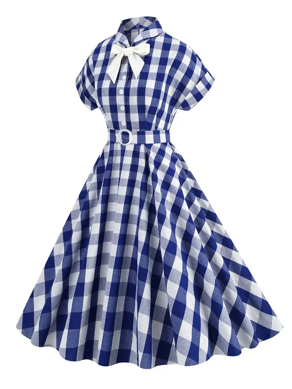 1950s-plaid-bow-lapel-swing-dress