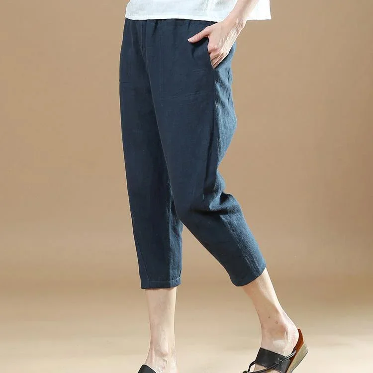 2018-summer-navy-casual-linen-crop-pants-women-casual-pockets-pants