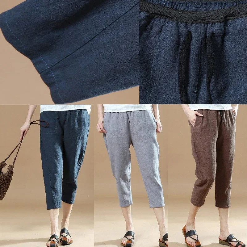 2018-summer-navy-casual-linen-crop-pants-women-casual-pockets-pants