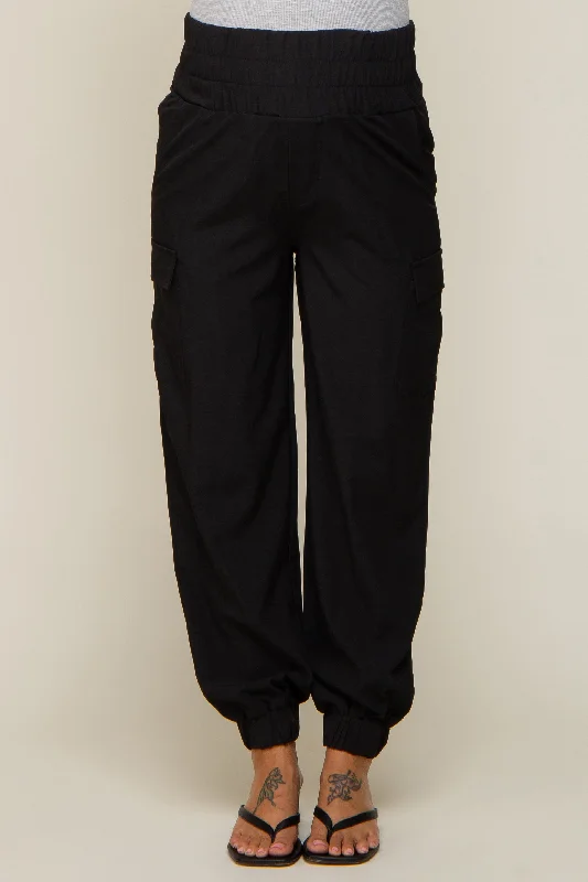 black-cargo-pocket-maternity-joggers