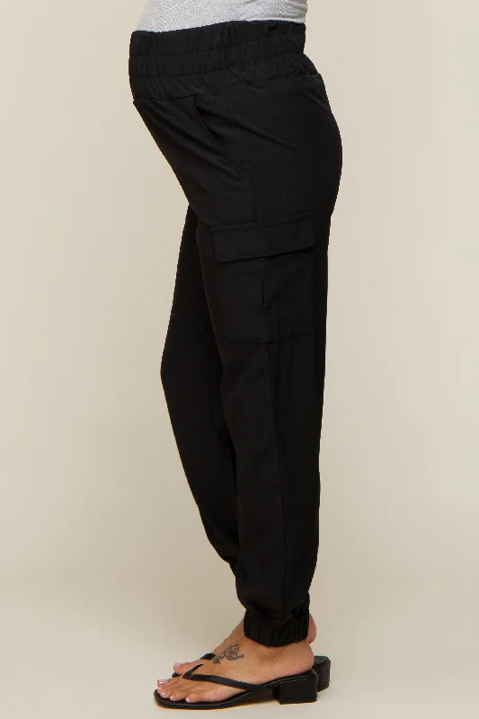 black-cargo-pocket-maternity-joggers