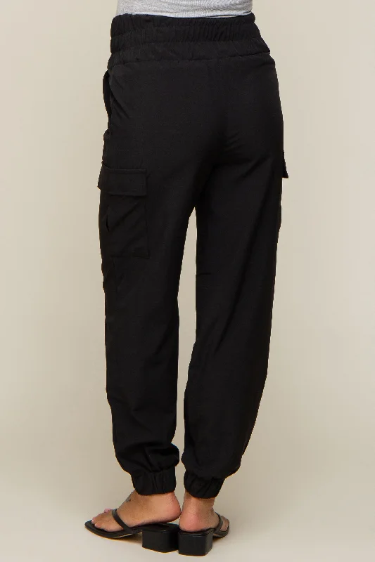 black-cargo-pocket-maternity-joggers