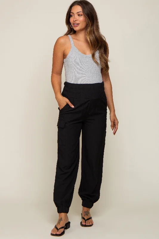 black-cargo-pocket-maternity-joggers