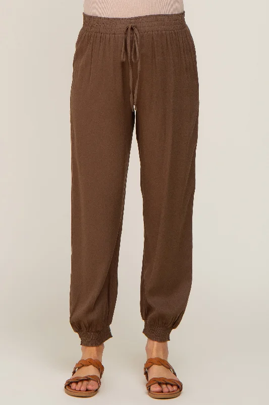 brown-drawstring-accent-maternity-joggers