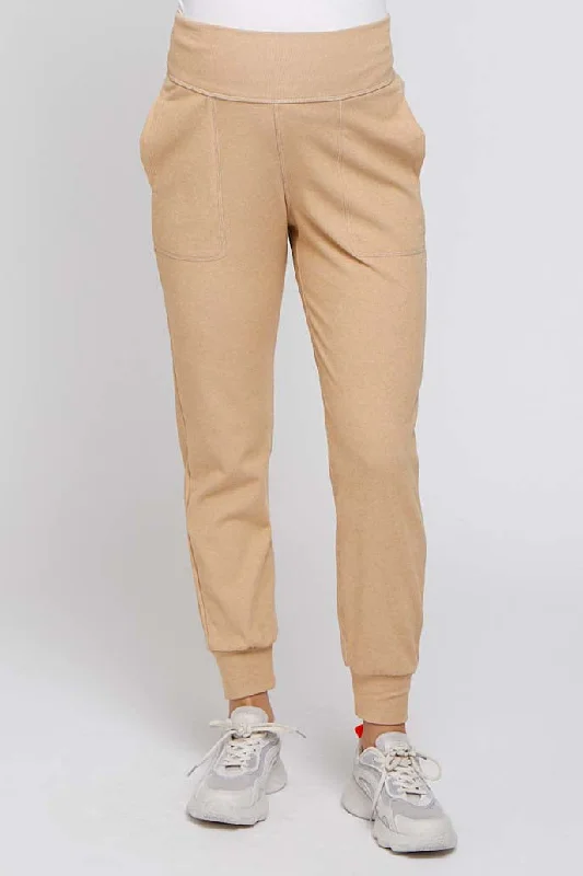 camel-soft-knit-maternity-joggers