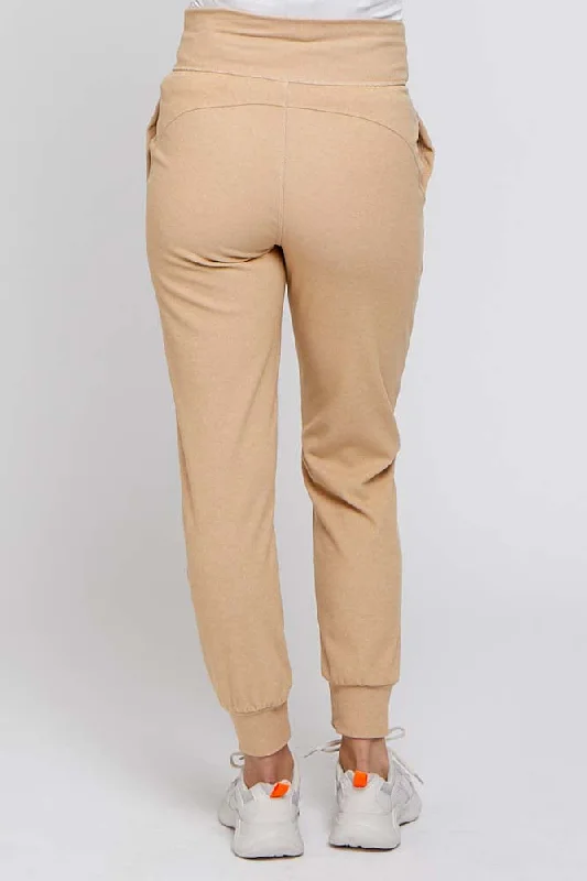 camel-soft-knit-maternity-joggers