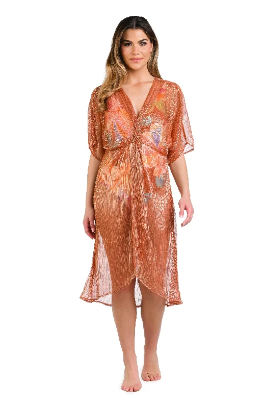 Golden Hour Twist Wrap Midi Dress Cover Up