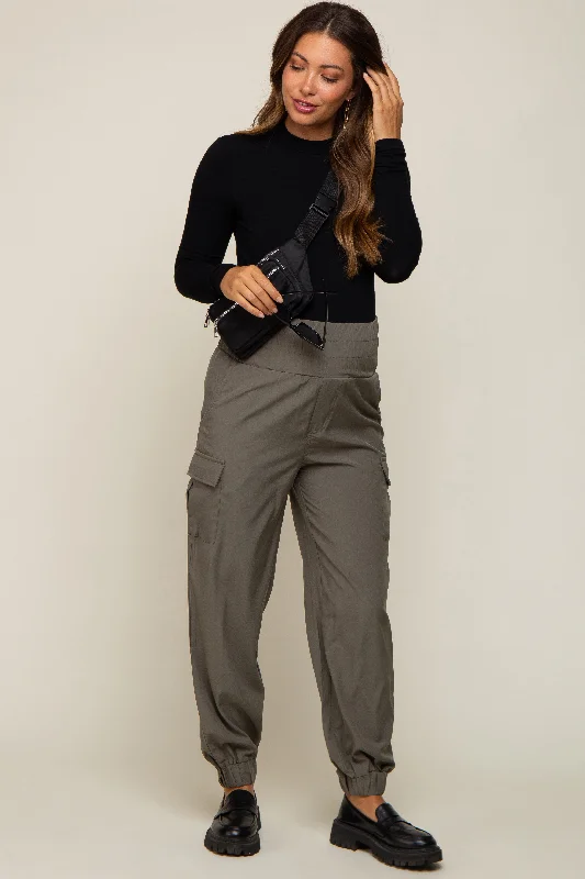 olive-cargo-pocket-maternity-joggers