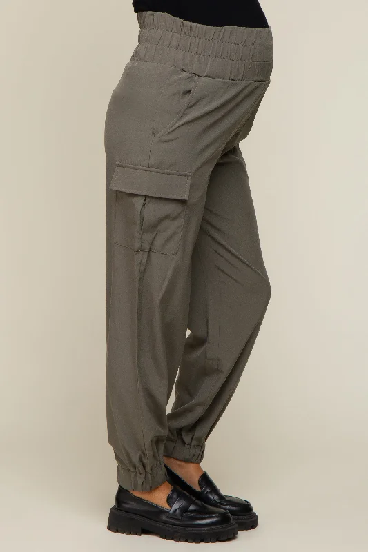 olive-cargo-pocket-maternity-joggers