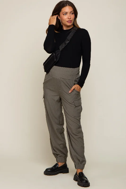 olive-cargo-pocket-maternity-joggers