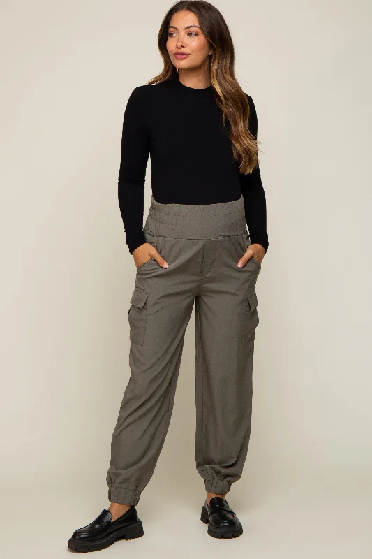 olive-cargo-pocket-maternity-joggers