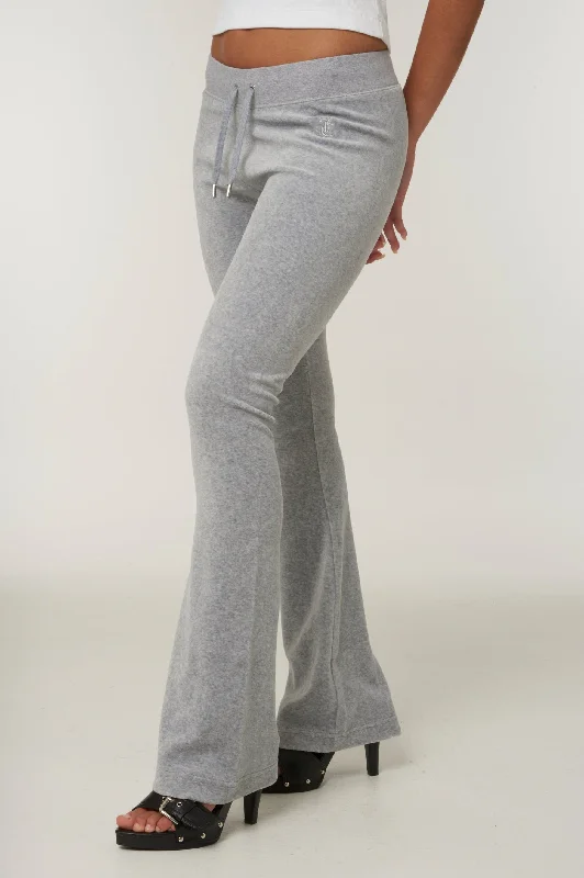 SILVER MARL LOW RISE FLARE CLASSIC VELOUR TRACK PANT