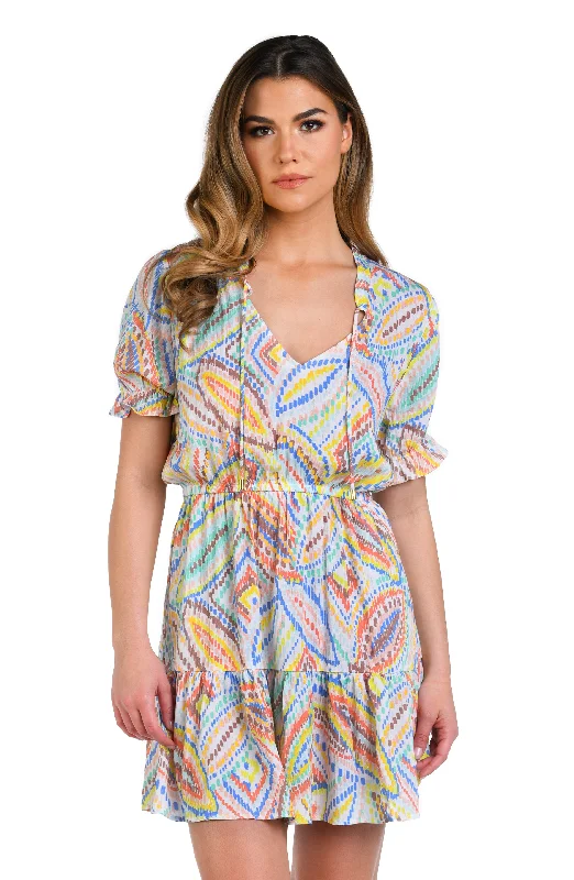 Sunbaked Jewels V-Neck Cover Up Dress