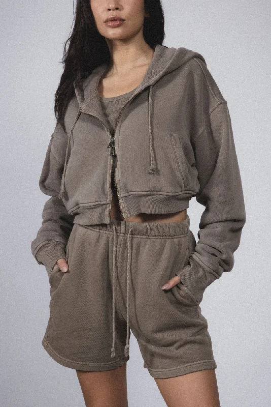 BABYDOLL CROP ZIP HOODIE