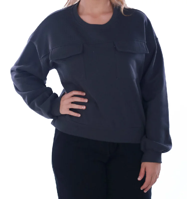 LADIES FLAP POCKET SWEATSHIRT – GUN METAL