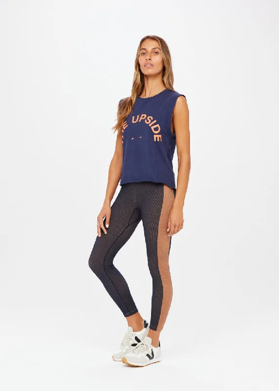 Cropped Muscle Tank- Navy