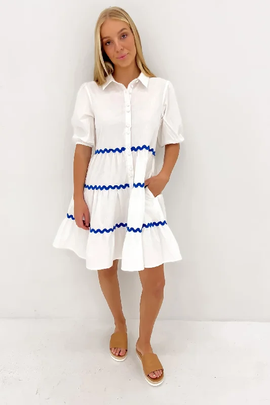 Alice Mini Dress White Blue