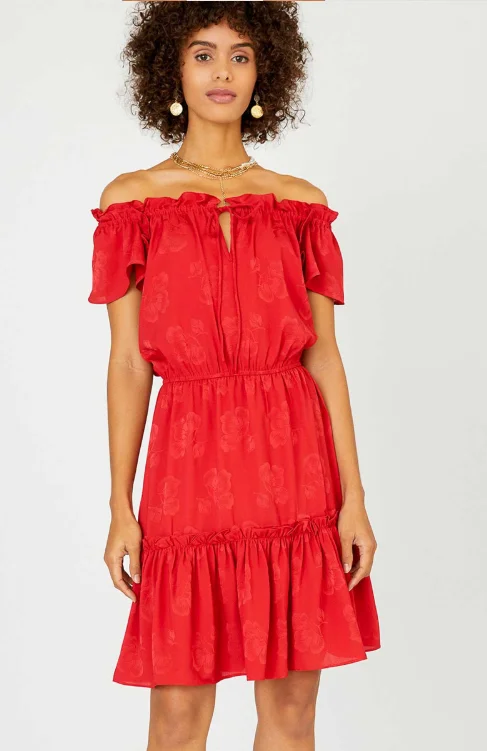 Fergie Red Off Shoulder Mini Dress