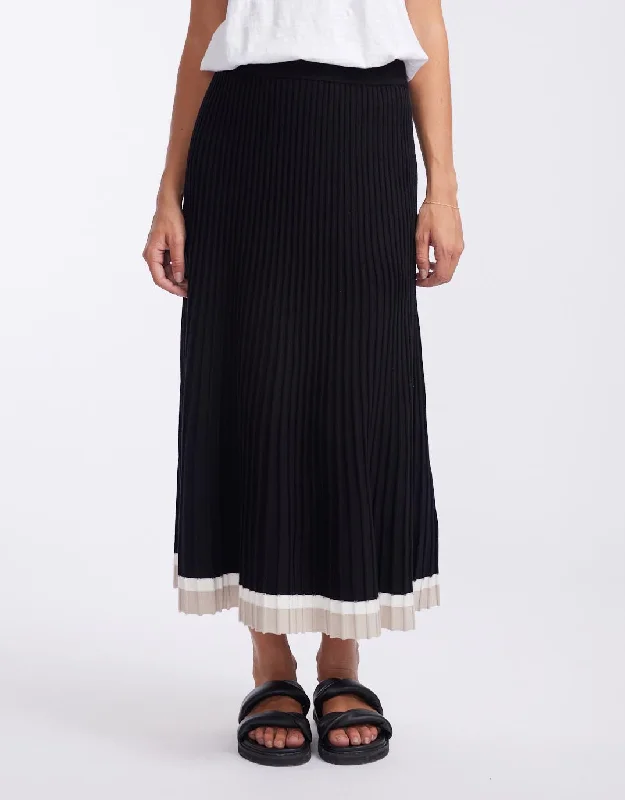 Giselle Rib Skirt - Black/Oat/White