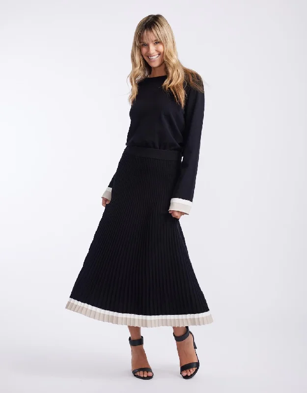 Giselle Rib Skirt - Black/Oat/White