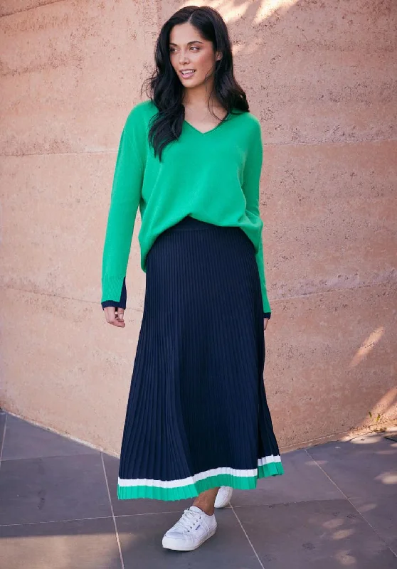 Giselle Rib Skirt - Navy/Green/White