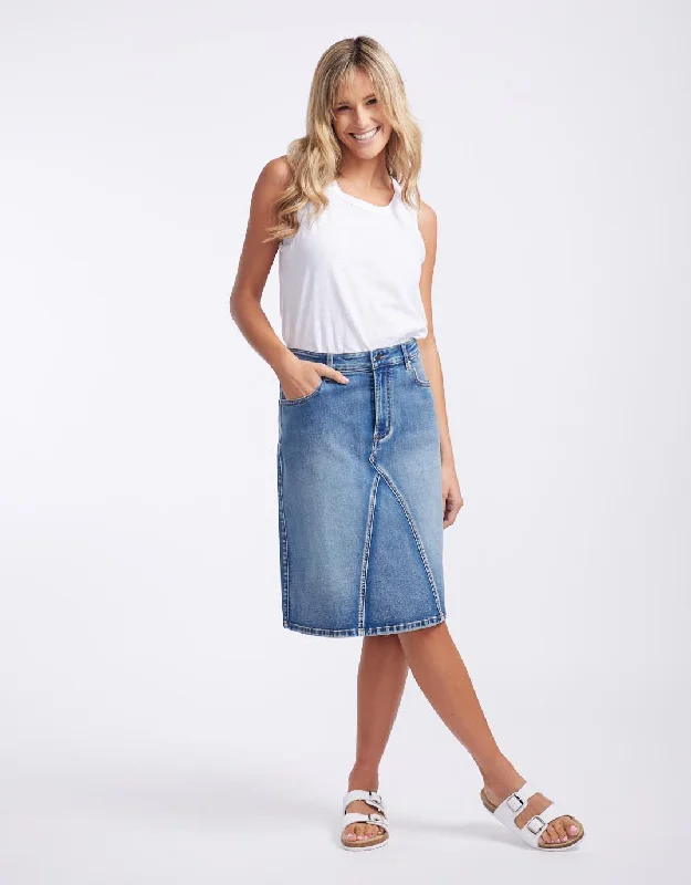 Harper Denim Skirt - Mid Wash