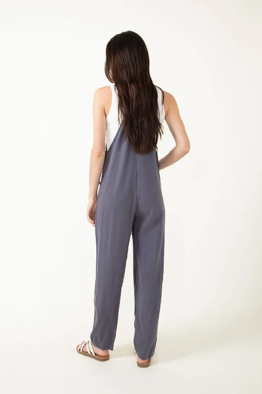 Illa Illa Linen Overalls for Women in Charcoal | IM6973-CHARCOAL