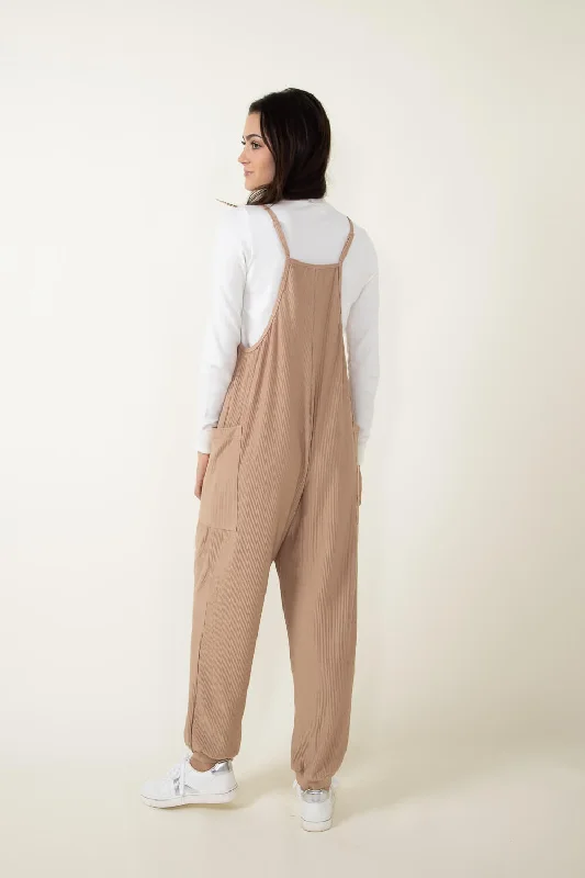 Illa Illa Ribbed Knit Onesie Jumpsuit for Women in Brown | P1738-ALMOND