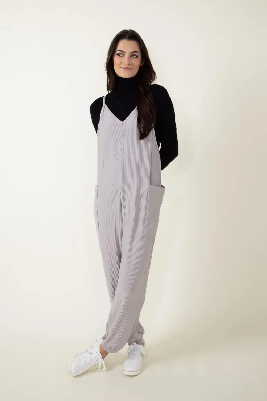 Illa Illa Ribbed Knit Onesie Jumpsuit for Women in Grey | P1738-SMOKE