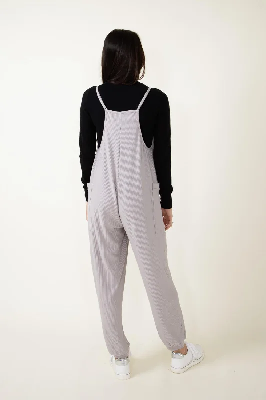 Illa Illa Ribbed Knit Onesie Jumpsuit for Women in Grey | P1738-SMOKE