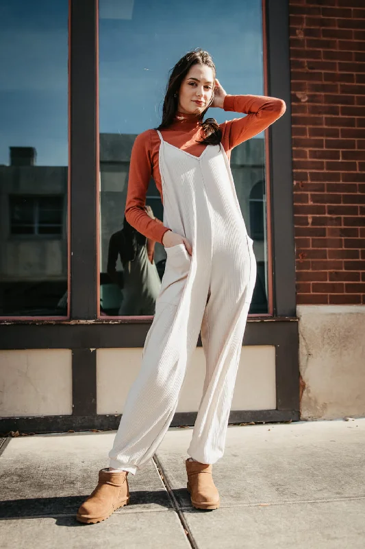 Illa Illa Ribbed Knit Onesie Jumpsuit for Women in Ivory | P1738-SEASHELL