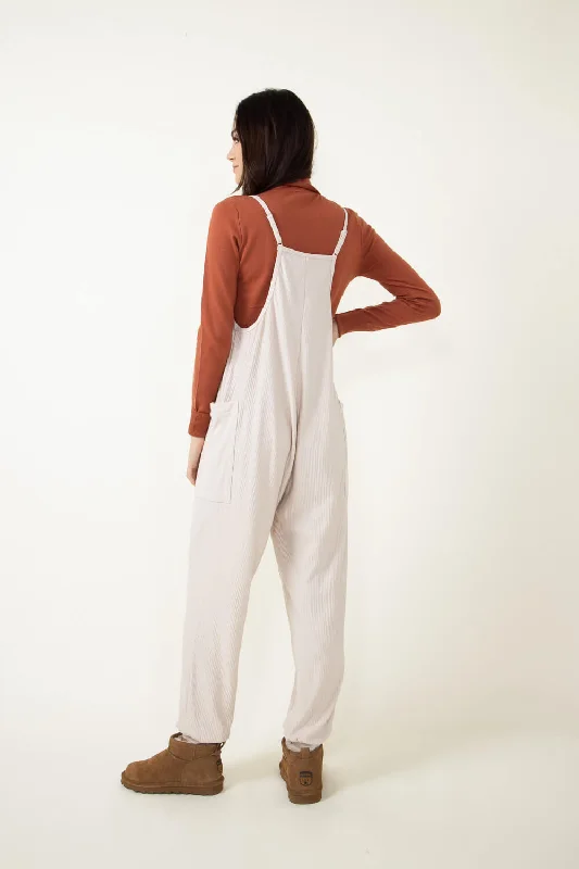 Illa Illa Ribbed Knit Onesie Jumpsuit for Women in Ivory | P1738-SEASHELL