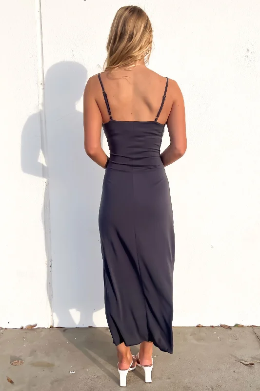 Luxe Cowl Neck Maxi Dress Steel