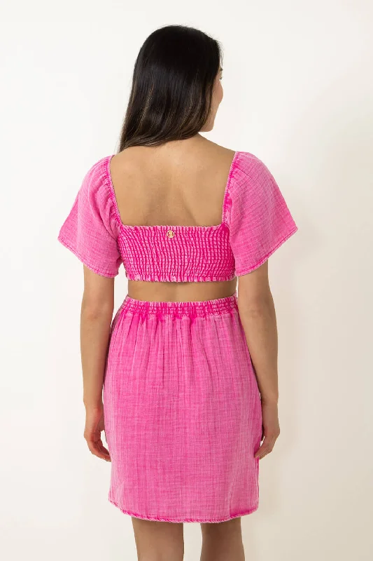 Simply Southern Cutout Dress for Women in Pink | PP-0124-DRS-GZE-CUTOUT-HTPNK