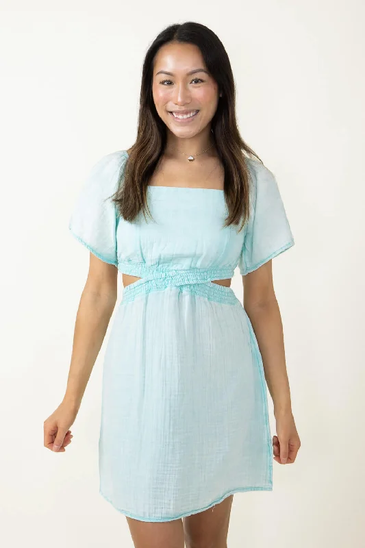 Simply Southern Cutout Dress for Women in Seafoam Blue | PP-0124-DRS-GZE-CUTOUT-SEAFM