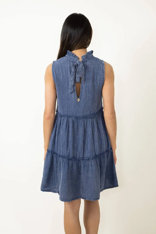 Simply Southern Gauze Tieback Dress for Women in Indigo | PP-0124-DRS-GZE-TBCK-INDIGO