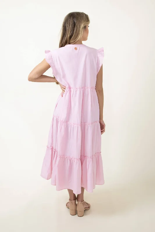 Simply Southern Ruffle Maxi dress for Women in Light Pink | PP-0124-DRS-RFLMAXI-LTPINK