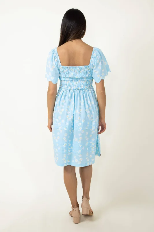 Simply Southern Scallop Dress for Women in Floral Blue | PP-0124-DRS-SCLP-FLORAL