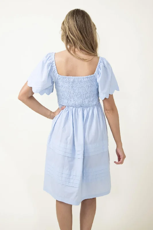 Simply Southern Scallop Dress for Women in Sky Blue | PP-0124-DRS-SCLP-SKY