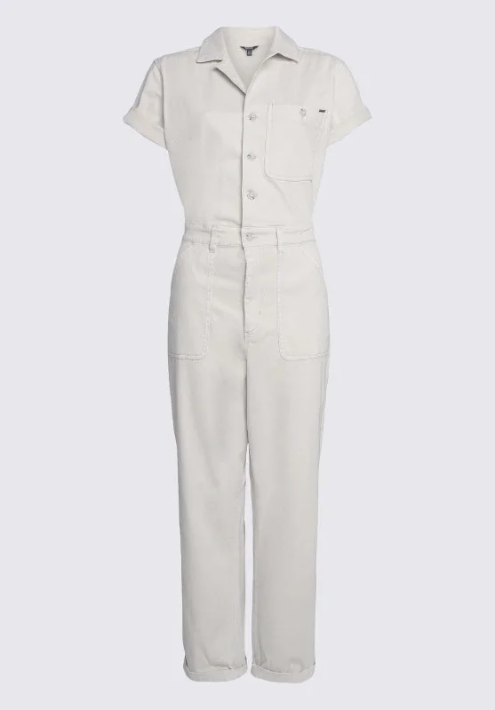 Stacia Women’s Short Sleeve Jumpsuit in Off-White - WD0025P