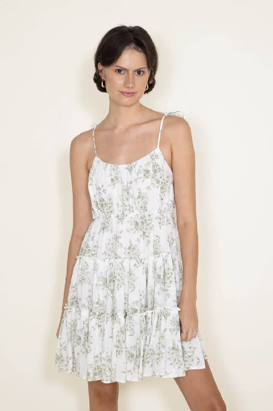 Tiered Floral Mini Dress for Women in Olive | CR1956C-OLIVE