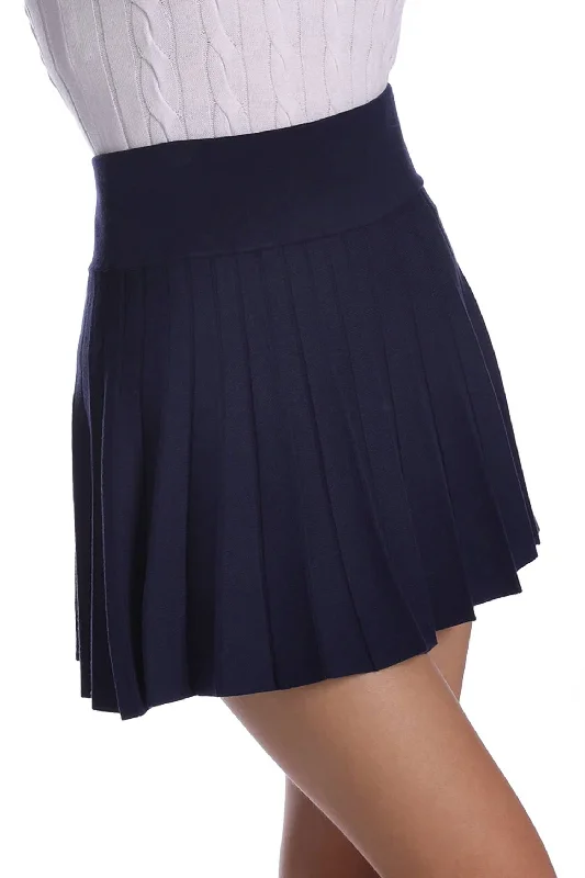 Viscose Pleated Skirt In Navy